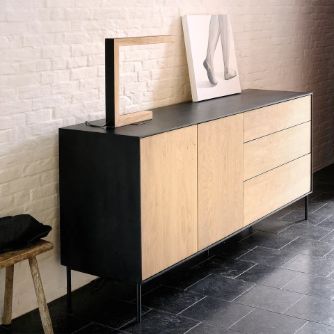 Industrial Sideboard with 2 Doors and 3 Drawers 150x75cm