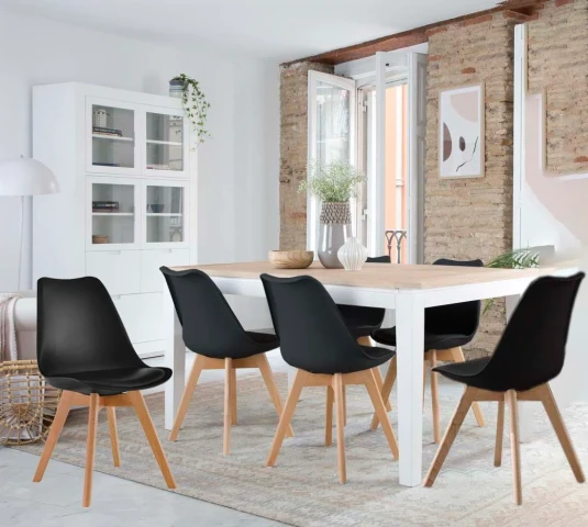Extendable Dining or Kitchen Table + 6 Nordic Chairs Pack