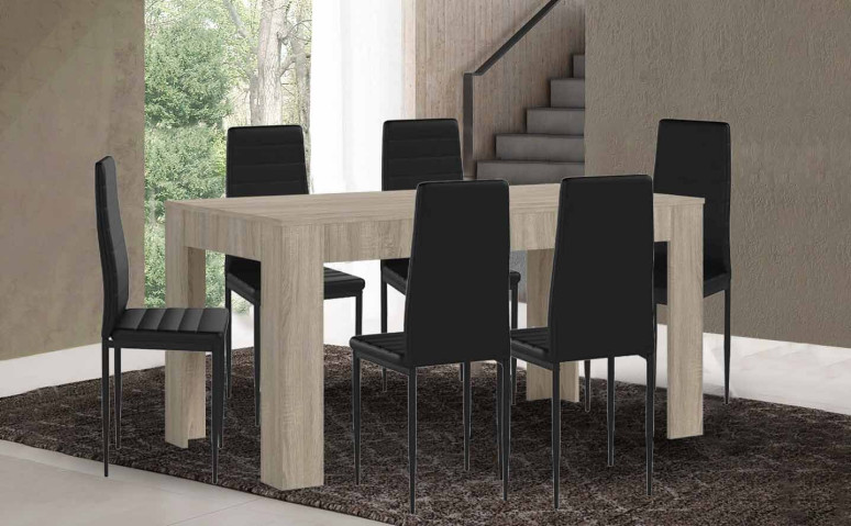 Extendable Dining or Kitchen Table + 6 Faux Leather/Metal Chairs