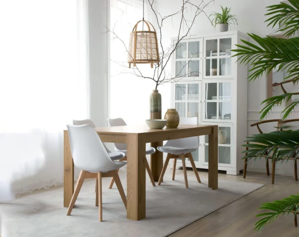 Fixed Dining or Kitchen Table + 4 Nordic Chairs