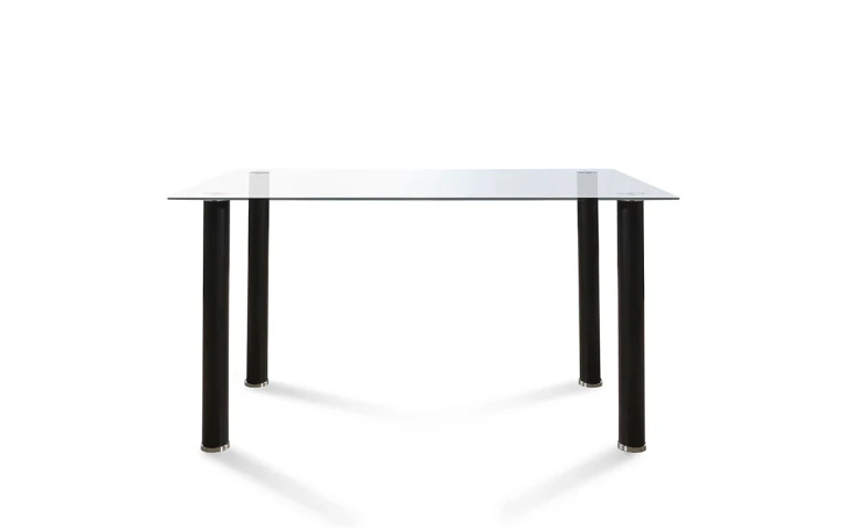 Tempered Glass Dining or Kitchen Table (140x80 cm) + 6 Faux Leather Chairs
