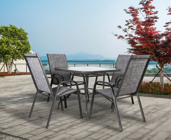 Square Tempered Glass Table + 4 Chairs