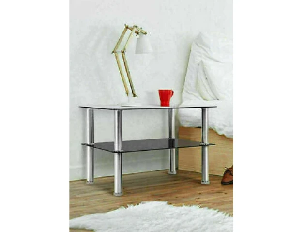 Two-Tier Tempered Glass Coffee Table 90x50 cm