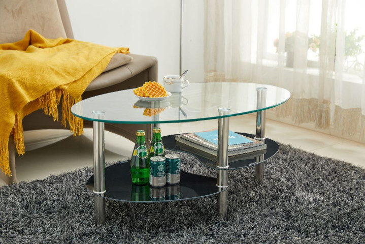 90x55 cm Tempered Glass Coffee Table