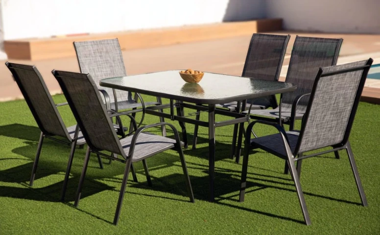 150x90 cm Table + 6 Chairs. Garden and Terrace Furniture