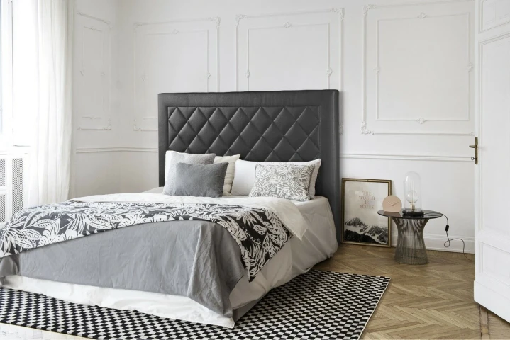 Monaco Bed Headboard, Upholstered in Faux Leather, 130 cm High (for 135 or 150 cm Beds)