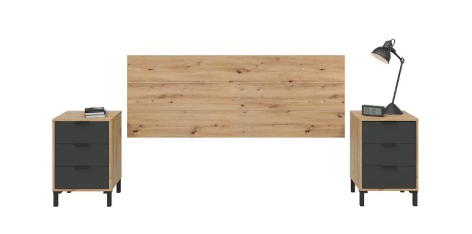 Enzo Headboard 240x33 cm + Two Nightstands Set