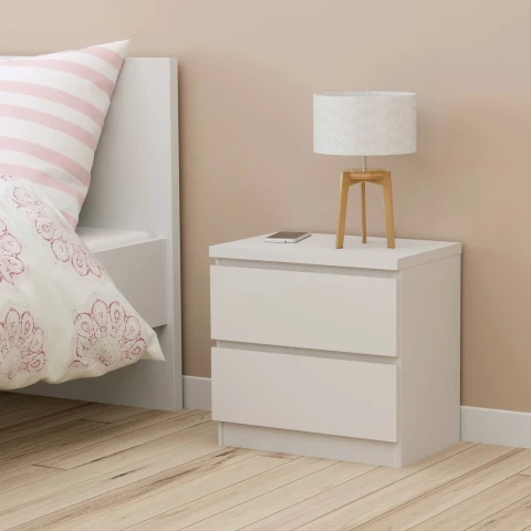 White 2-Drawer Nightstand 45x45cm