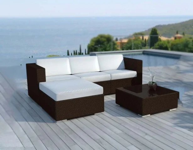 Rattan Chaise Lounge Sofa + Table – Garden and Terrace Furniture