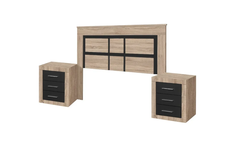 Kiara King-Size Headboard + 2 Nightstands